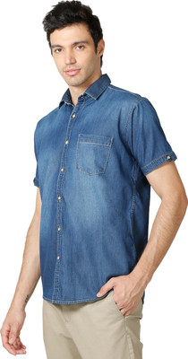 

HotTribes Men's Solid Casual Blue Shirt, Indigo blue