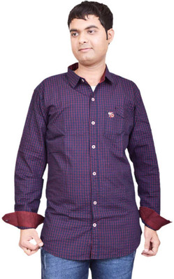 

British Terminal Men's Checkered Casual Blue Shirt, Navy