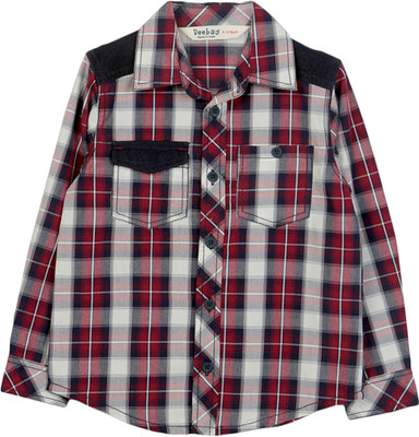 

Beebay Boys Checkered Casual Button Down Collar Shirt, Maroon