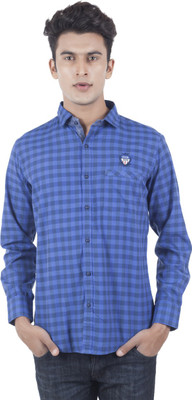 

EdenElliot Men's Checkered Casual Blue Shirt
