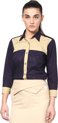 

Dazzio Women's Solid Formal Blue, Beige Shirt