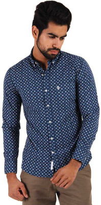 

U.. Polo Assn Men' Printed Casual Dark Blue Shirt, Deep teal