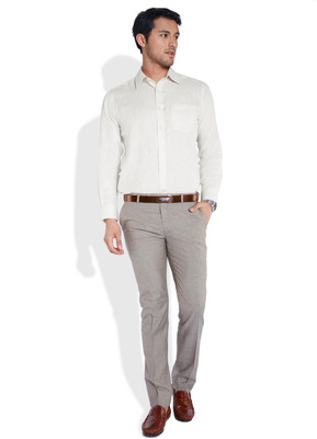 

Park Avenue Men's Solid Formal Beige Shirt