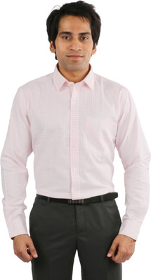 

Desar Rana Men's Checkered Formal Pink, White Shirt, Pink and white
