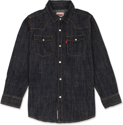 

Levi's Boys Solid Casual Dark Blue Shirt, Ice cap-d71