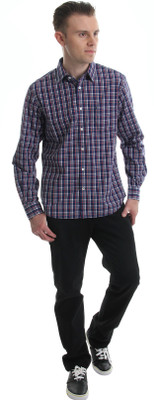 

Indian Terrain Men's Checkered Casual Multicolor Shirt, Dark blue