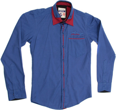 

Anry Boys Solid Casual Blue Shirt