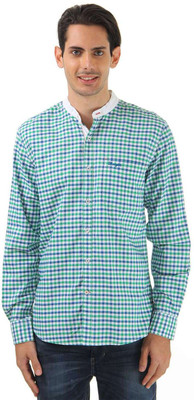 

Wrangler Men's Checkered Casual Green, Blue Shirt, Jelly bean