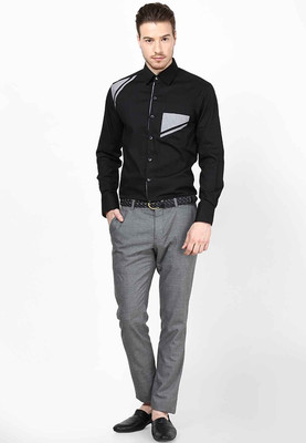 Dazzio Men's Solid Casual Black, Grey Shirt