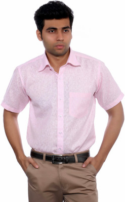 

Studio Nexx Men's Woven, Checkered Formal Spread Collar Shirt, Pink