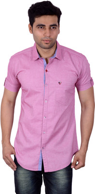 

Studio Nexx Men's Solid Casual Spread Collar Shirt, Pink