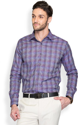 

Park Avenue Men's Checkered Formal Purple Shirt