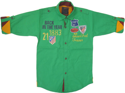 

Kidzee Men' Self Design Casual Green Shirt
