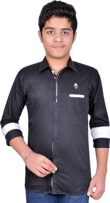 

Aedi Boy's Solid Casual Black Shirt