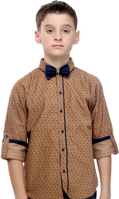 

MashUp Boys Printed Party Beige Shirt(Pack of 2)