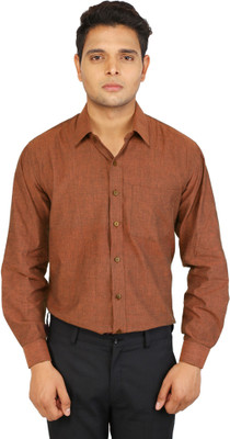 Bannasa.com Men Solid Formal Brown Shirt