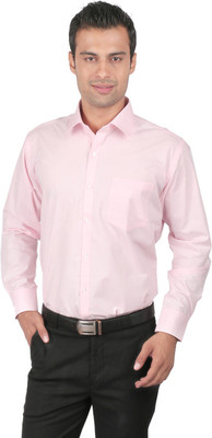 ZIDO Men Solid Formal Pink Shirt