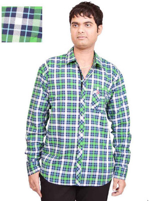 

British Terminal Men's Checkered Casual Green Shirt