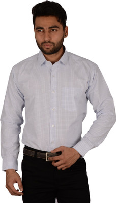 

Studio Nexx Men's Checkered Formal White, Blue Shirt, Blue checks