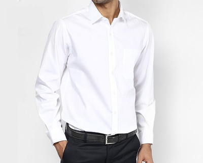 

You Forever Men's Solid Casual White Shirt