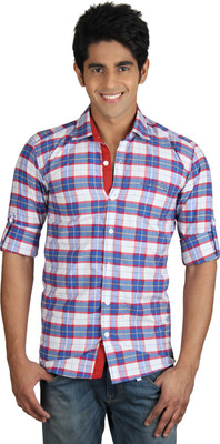 

Nexq Men's Checkered Casual Blue, Red Shirt