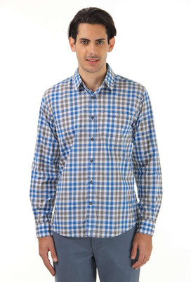 

Wrangler Men's Checkered Casual Blue, Grey Shirt