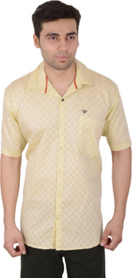 

Studio Nexx Men's Checkered Casual Yellow Shirt, Lemon yellow