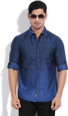 

The Indian Garage Co. Men's Printed Casual Blue Shirt, Navy