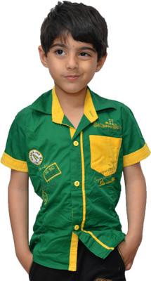 

Crux & Hunter Boy's Graphic Print Casual Green Shirt