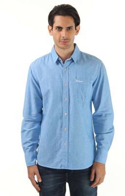 

Wrangler Men's Solid Casual Blue Shirt