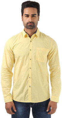 Wrangler Men's Solid Casual Yellow Shirt