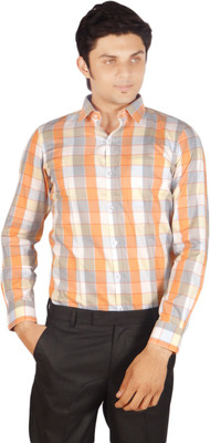 

Kriss Men's Checkered Formal Orange Shirt