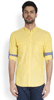 

ColorPlus Men's Solid Casual Yellow Shirt