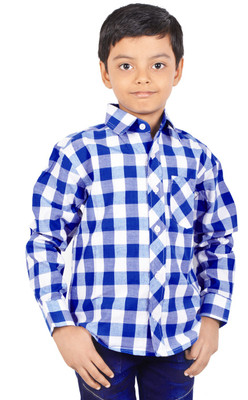 Gkidz Boys Checkered Casual Blue Shirt, Royal