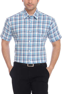 

ColorPlus Men's Checkered Formal Blue Shirt