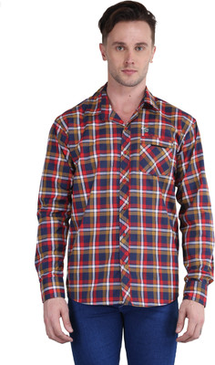 

British Terminal Men's Checkered Casual Yellow Shirt