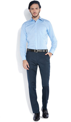 

Park Avenue Men's Solid Formal Blue Shirt, Medium blue