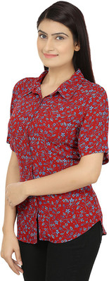 

Eves Pret A Porter Women's Printed Casual Red, Blue Shirt, Charismatic red;chic blue