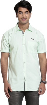 

High Hill Men's Solid Casual Green Shirt