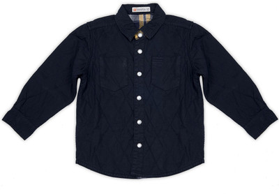 FS Mini Klub Baby Boys Self Design Casual Dark Blue Shirt, Navy