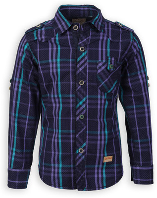 

Lilliput Boy's Self Design Casual Multicolor Shirt, Navy