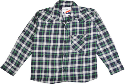 

Little Man Boy's Checkered Casual Multicolor Shirt, Green