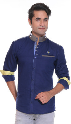 

Rebel Men's Solid Casual Blue Shirt
