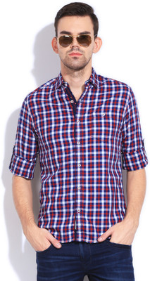 

The Indian Garage Co. Men's Checkered Casual Red, Blue Shirt, Red-navy