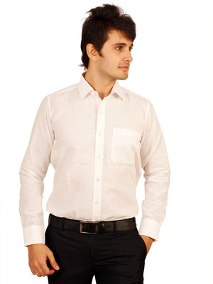 

Helg Men's Solid Formal White Shirt