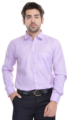 

Blue Bird Men' Self Design Formal Pink Shirt