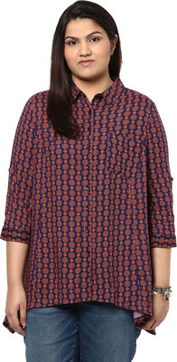 

Alto Moda by Pantaloons Women's Printed Casual Blue, Pink Shirt, Navy