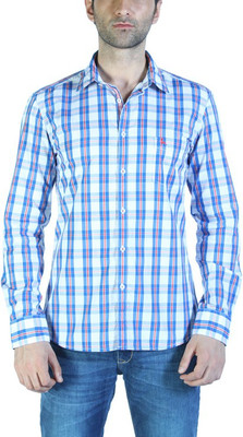 

Parx Men's Checkered Casual Blue Shirt