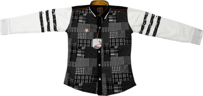 

Ennjoy Boys Self Design Casual Multicolor Shirt, Black