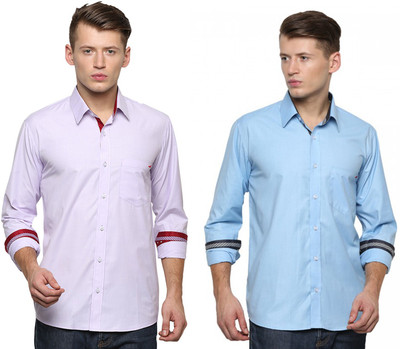 

Trendster Men's Solid Casual Multicolor Shirt(Pack of 2